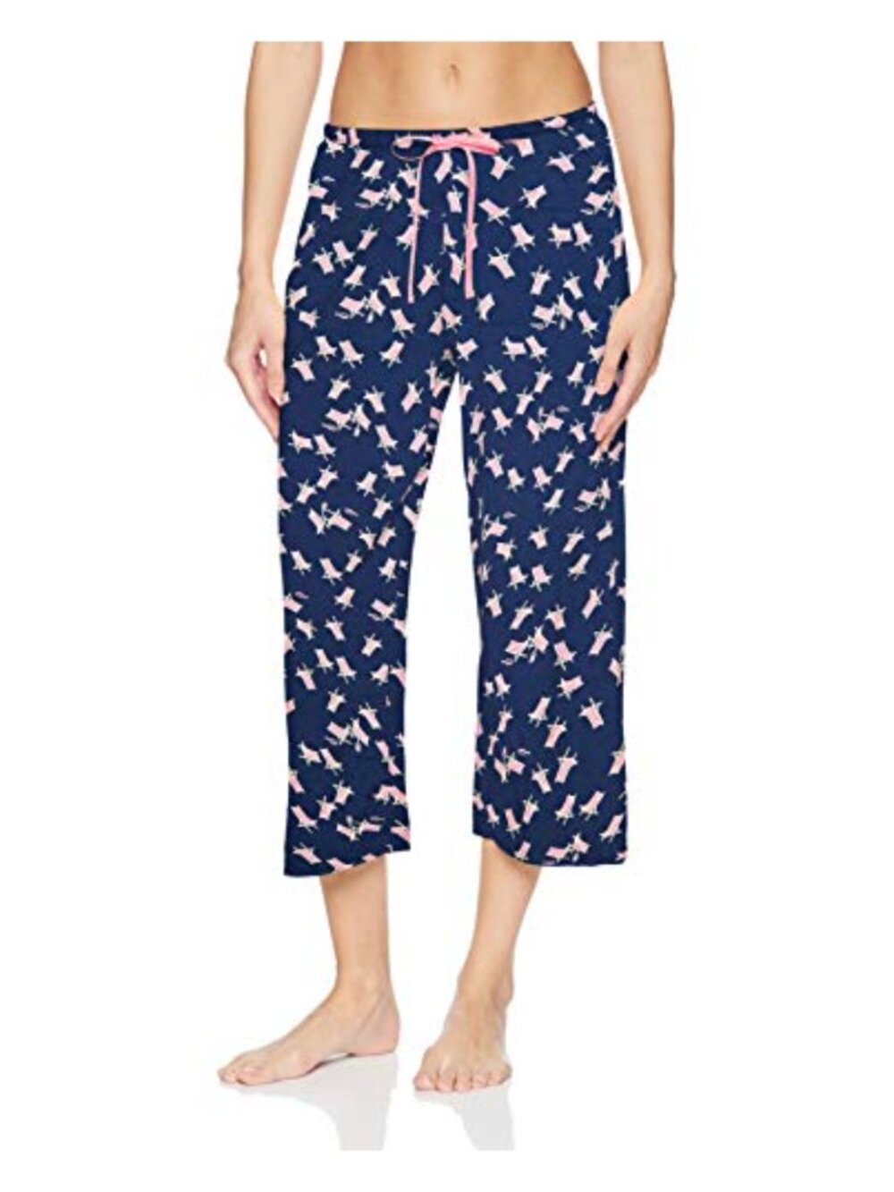 HUE Women's Printed Knit Capri Pajama Sleep Pants Temperature Control
